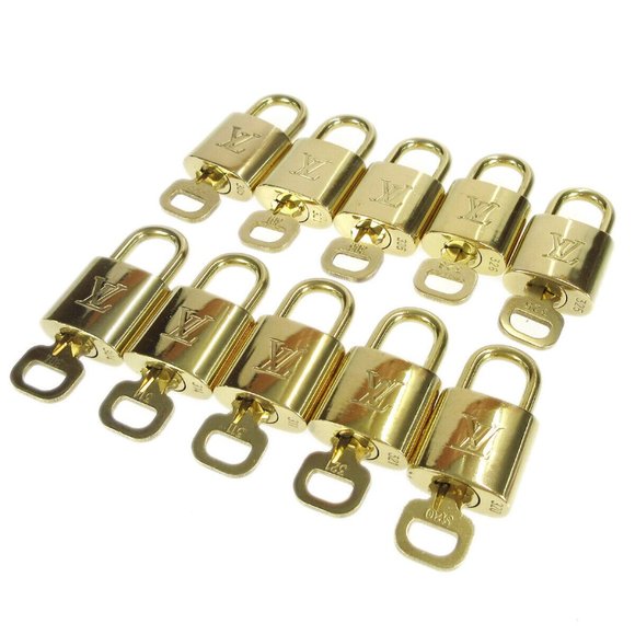 LOUIS VUITTON Padlock & Key Bag Accessories Charm 10 Piece Set Gold - Picture 1 of 1